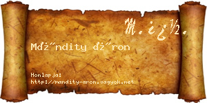 Mándity Áron névjegykártya